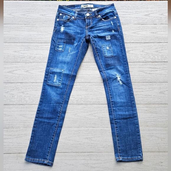 ZANADI vintage patch low rise skinny jeans size 1 - Picture 2 of 14